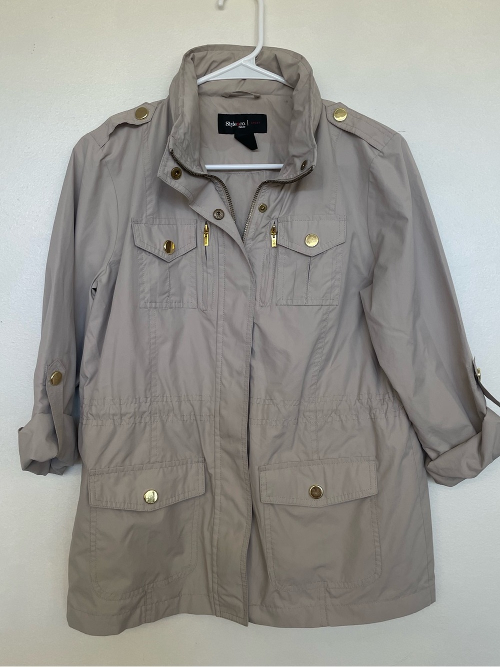 Style & Co. Taupe Utility Jacket with Gold-Tone Hardware